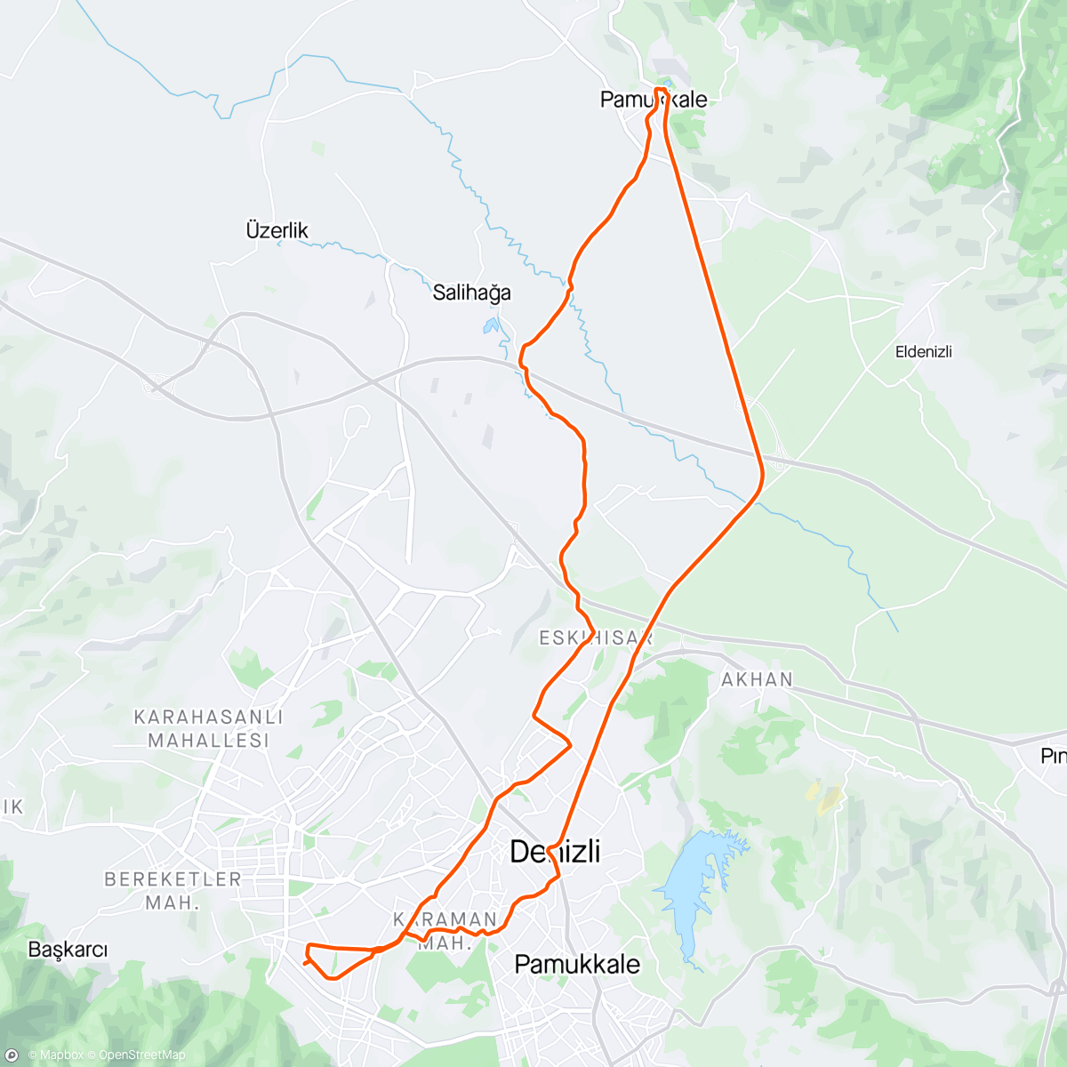 Map of the activity, Pamukkale Akşam Sürüşü