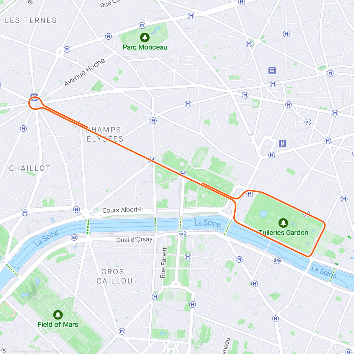 Map of the activity, Zwift - Thomas Risse - SLTC/STG's Meetup on Champs-Élysées in Paris