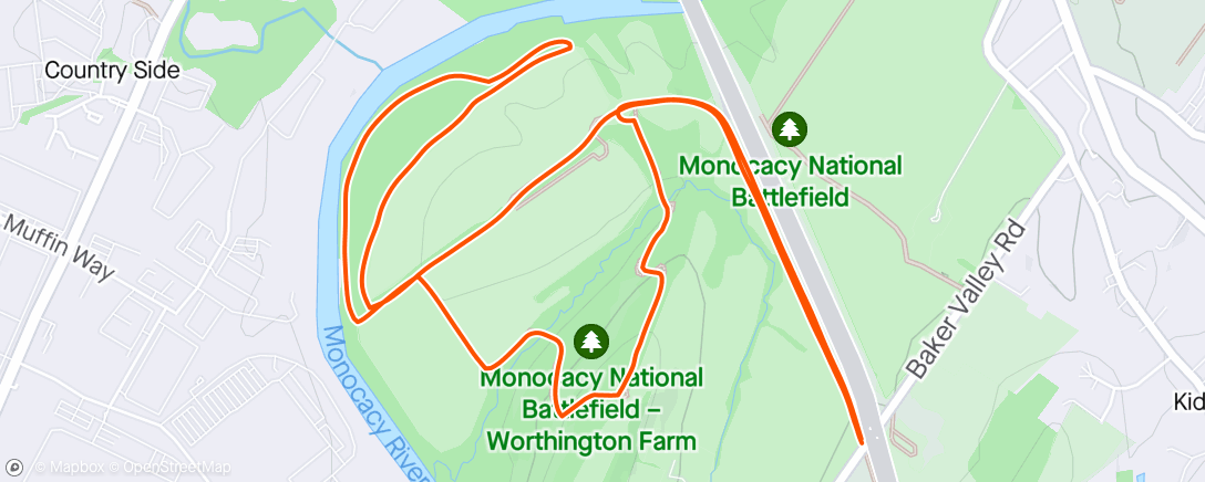 活动地图，Morning Run Monacacy Battlefield