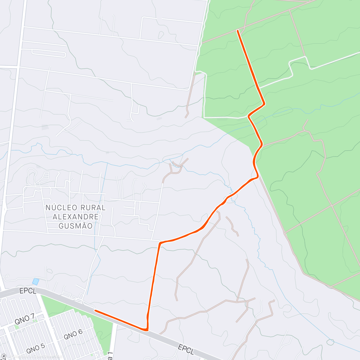 Map of the activity, Metade pedalando e metade andando