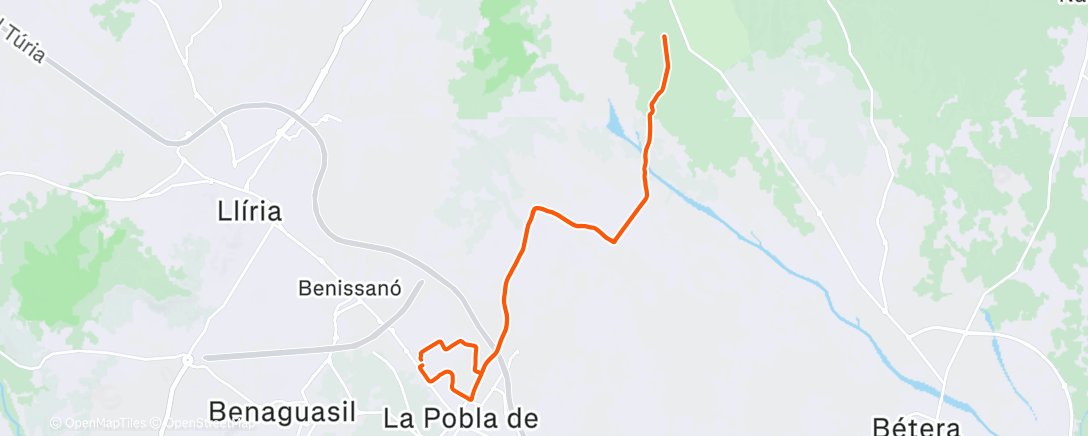 Map of the activity, Bicicleta por la tarde