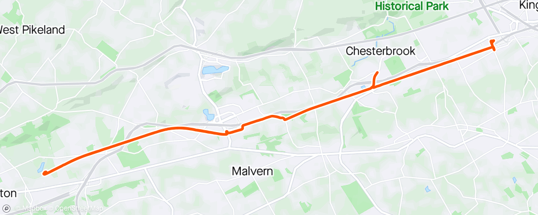 Map of the activity, Chester Valley Trail