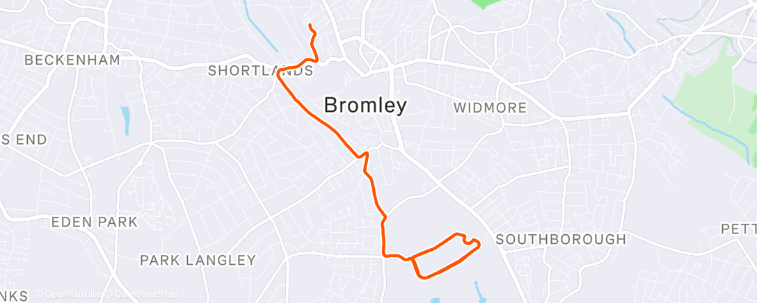 Map of the activity, Warm up plus ParkRun 22.03
