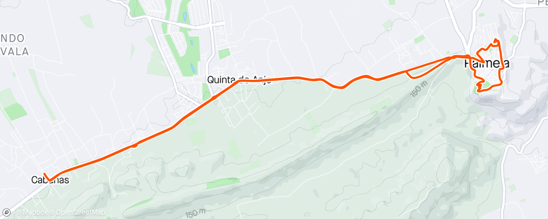 Map of the activity, Volta de bicicleta de montanha vespertina