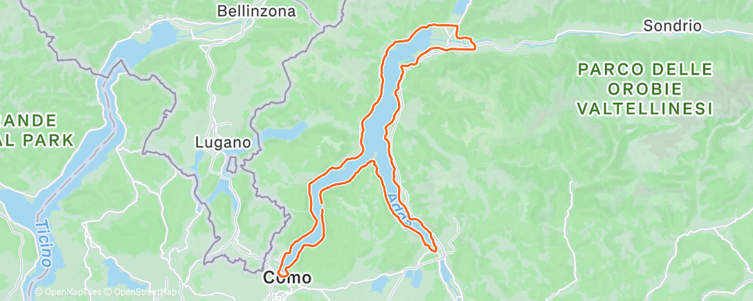 Map of the activity, Pedalata mattutina