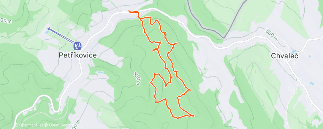 Карта физической активности (Temporarily permanent controls Chvaleč // Areál dočasně pevných kontrol Chvaleč /w Kája)