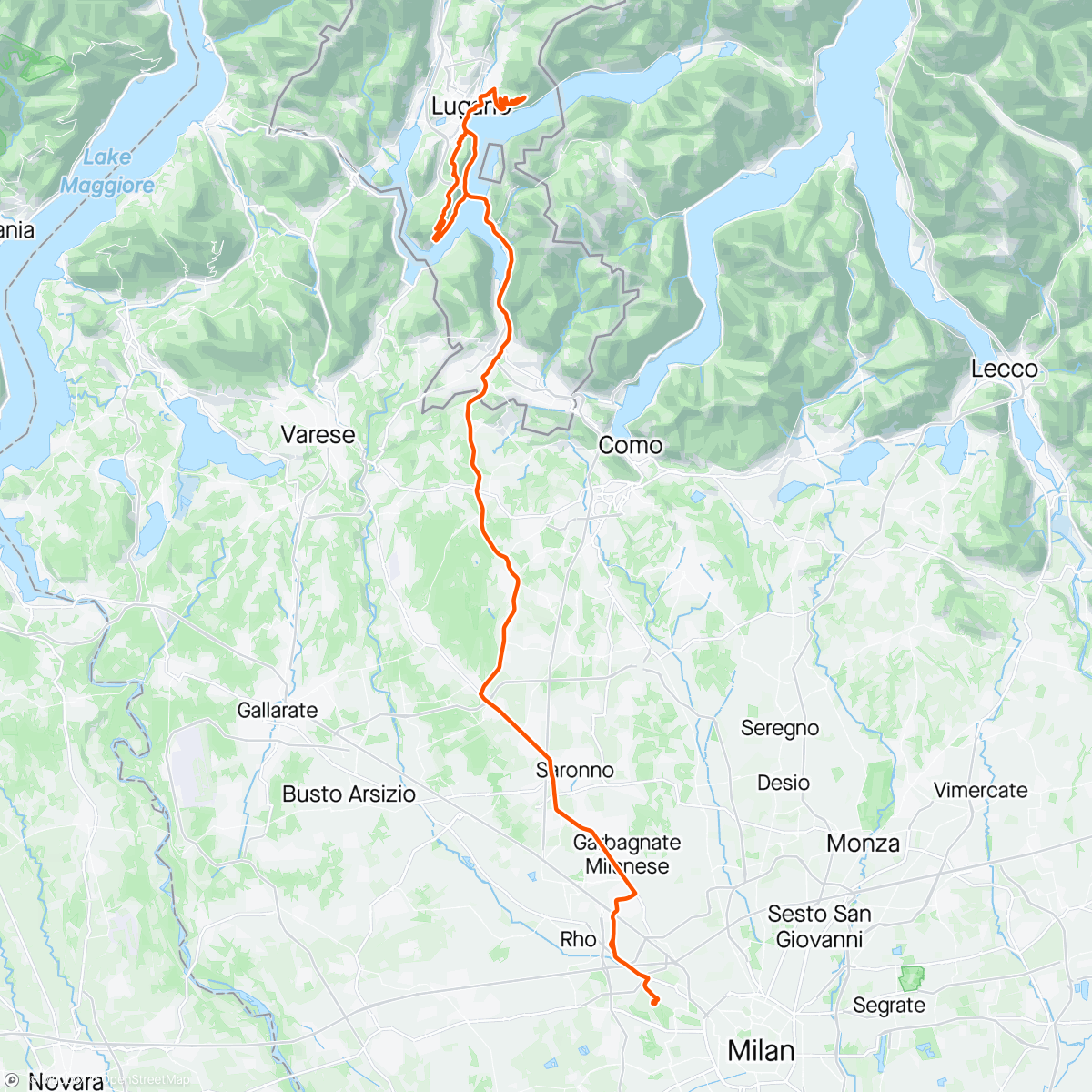 Map of the activity, Carona e Monte Bré