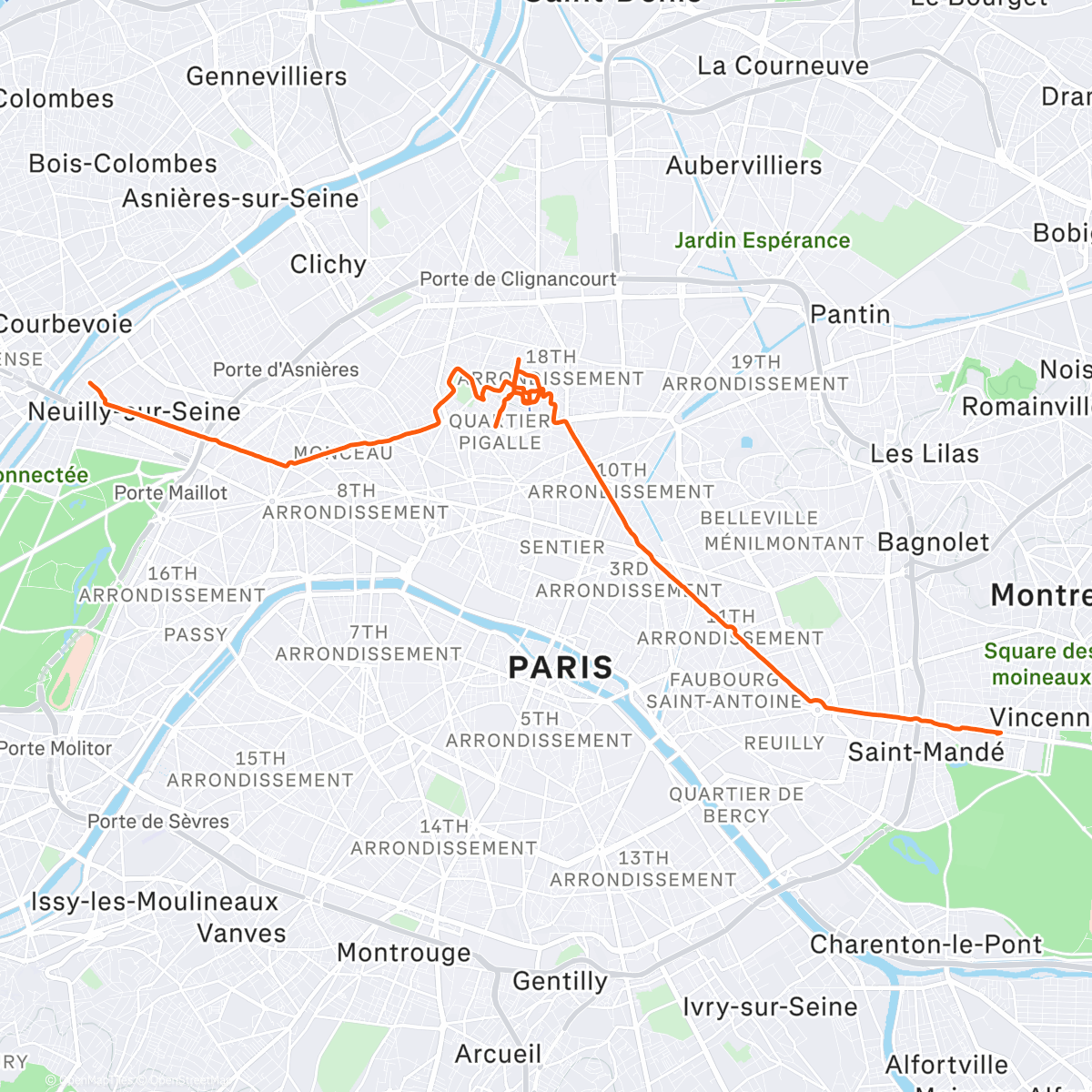 Mappa dell'attività [🏃🏻‍♂️ Retour du taff 👨🏻‍💼 2 W de MontMartre 📐📐 Sous la neige ❄️☃️ • J - 18 Arc Of Attrition 🏴󠁧󠁢󠁥󠁮󠁧󠁿🪽]