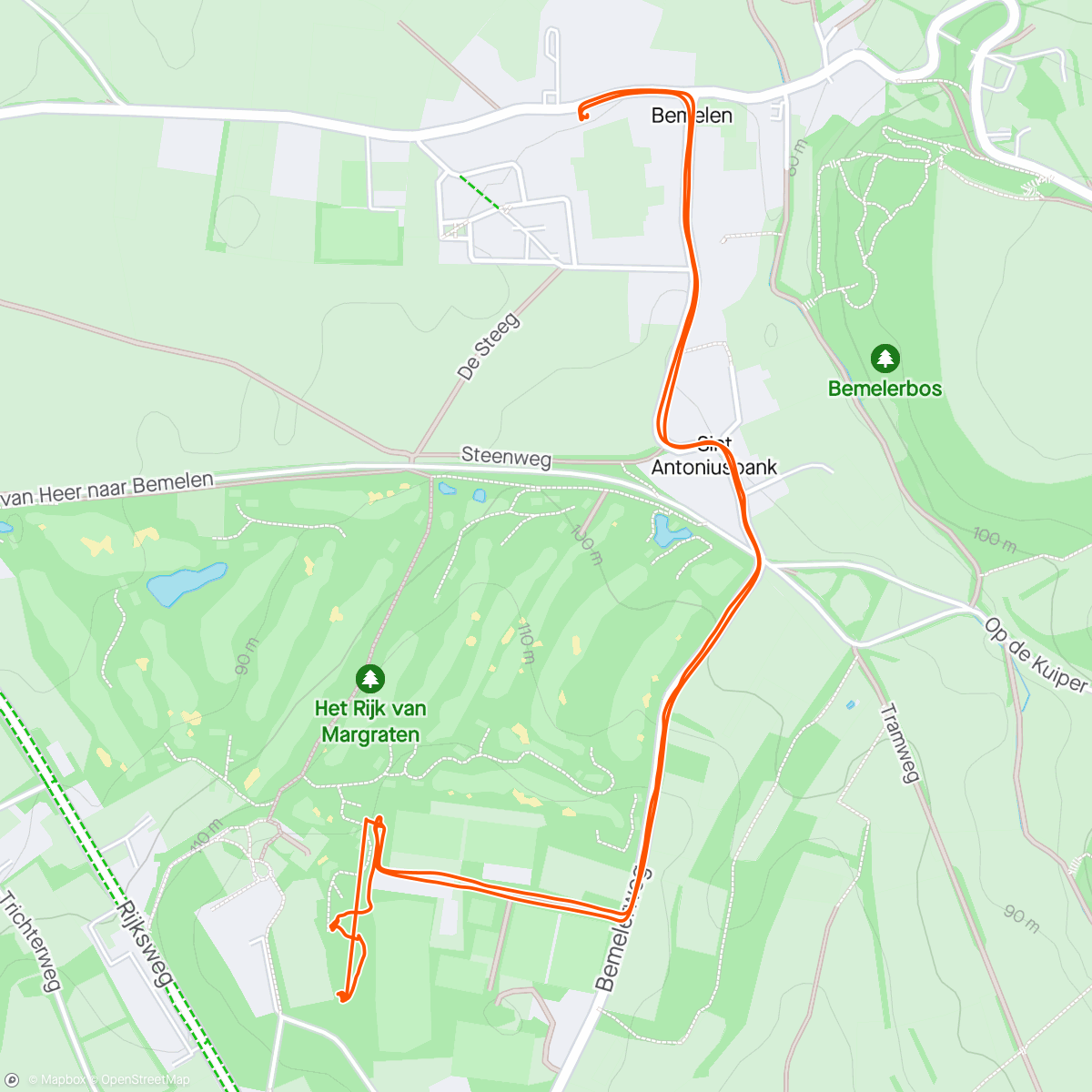 Map of the activity, Op de 🚴 naar de golfbaan