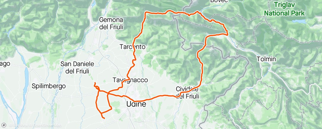 Map of the activity, Variano, Tarcento, Tanamea, Zaga, Caporetto, Cividale.