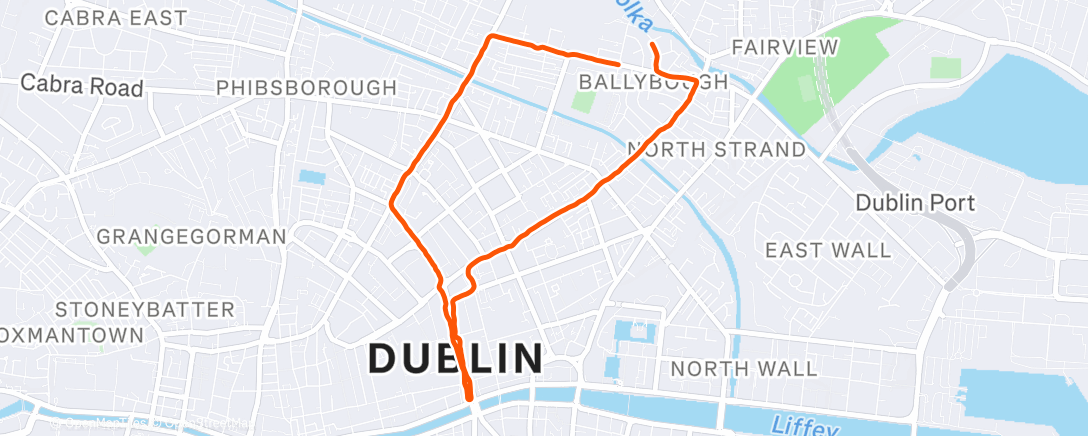 Map of the activity, Afternoon Run