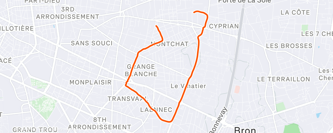 Map of the activity, Course à pied dans l'après-midi