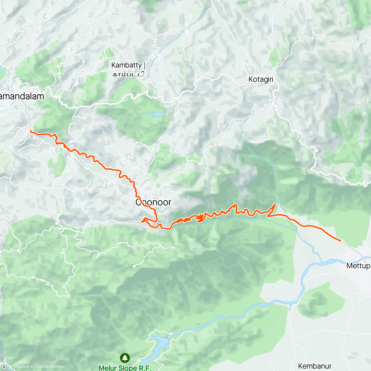 Map of the activity, Ride to Ooty w/ David