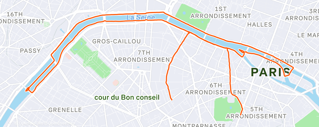 Map of the activity, Afternoon Run