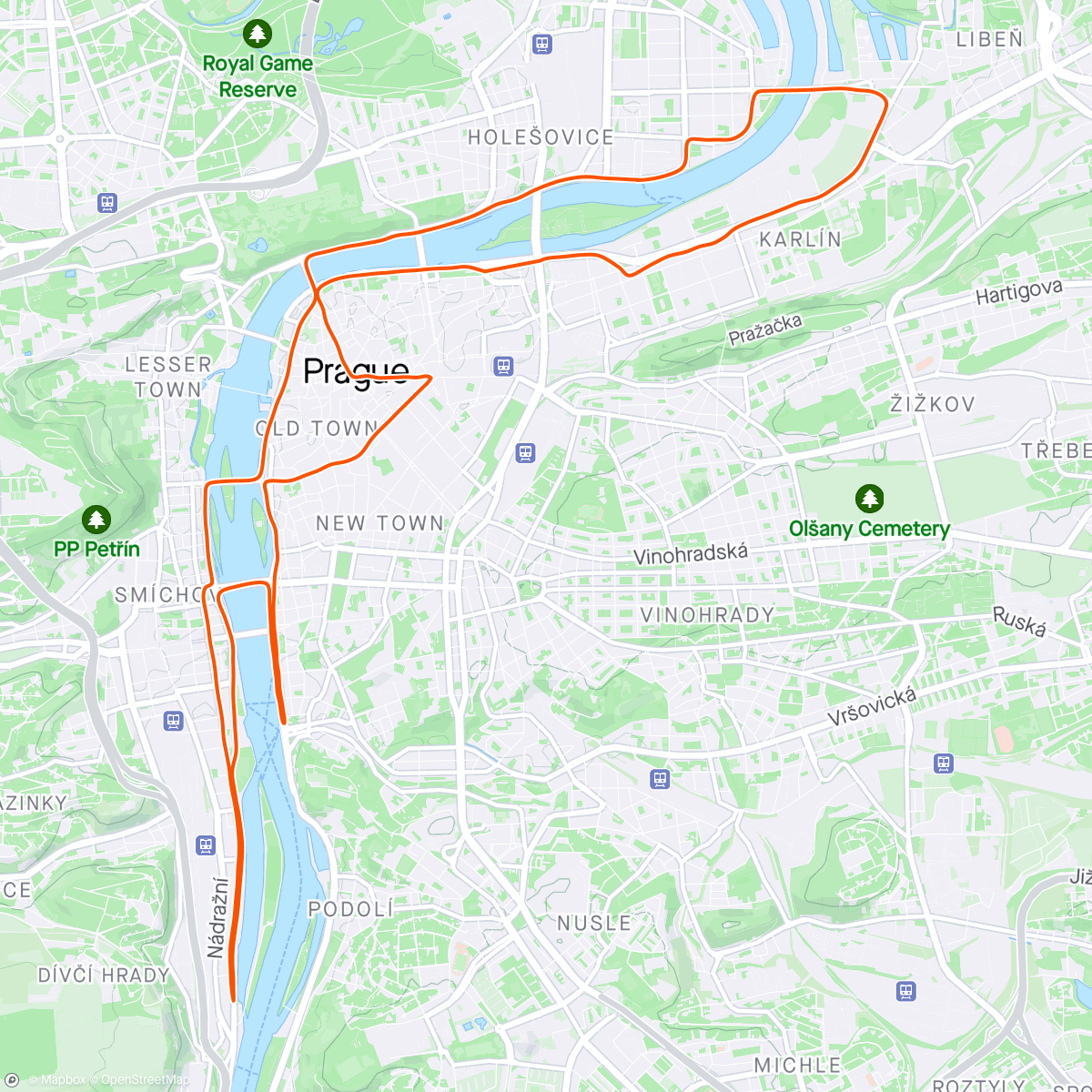 Map of the activity, Pražský půlmaraton