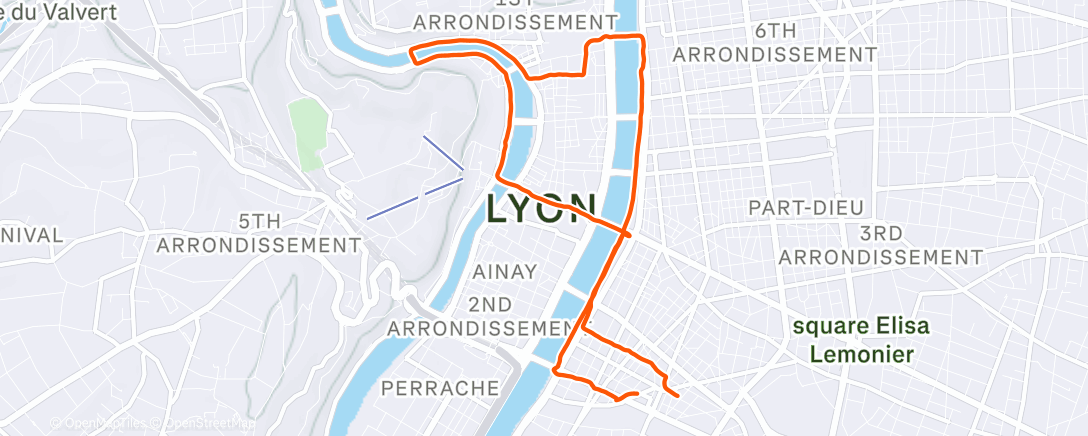 Map of the activity, Course à pied dans l'après-midi