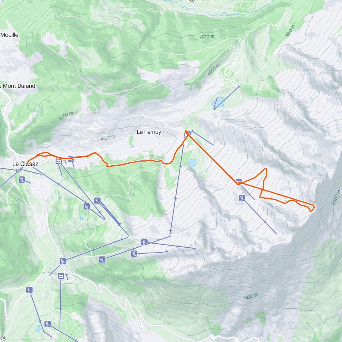 Map of the activity, Vélo ski raptor