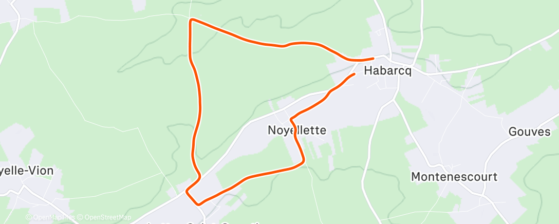Map of the activity, Course à pied le matin