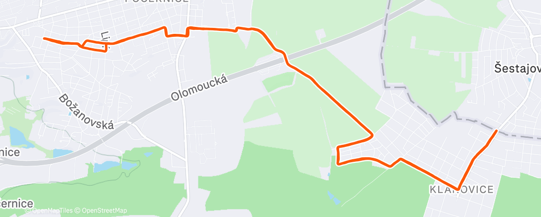 Map of the activity, Evening Run