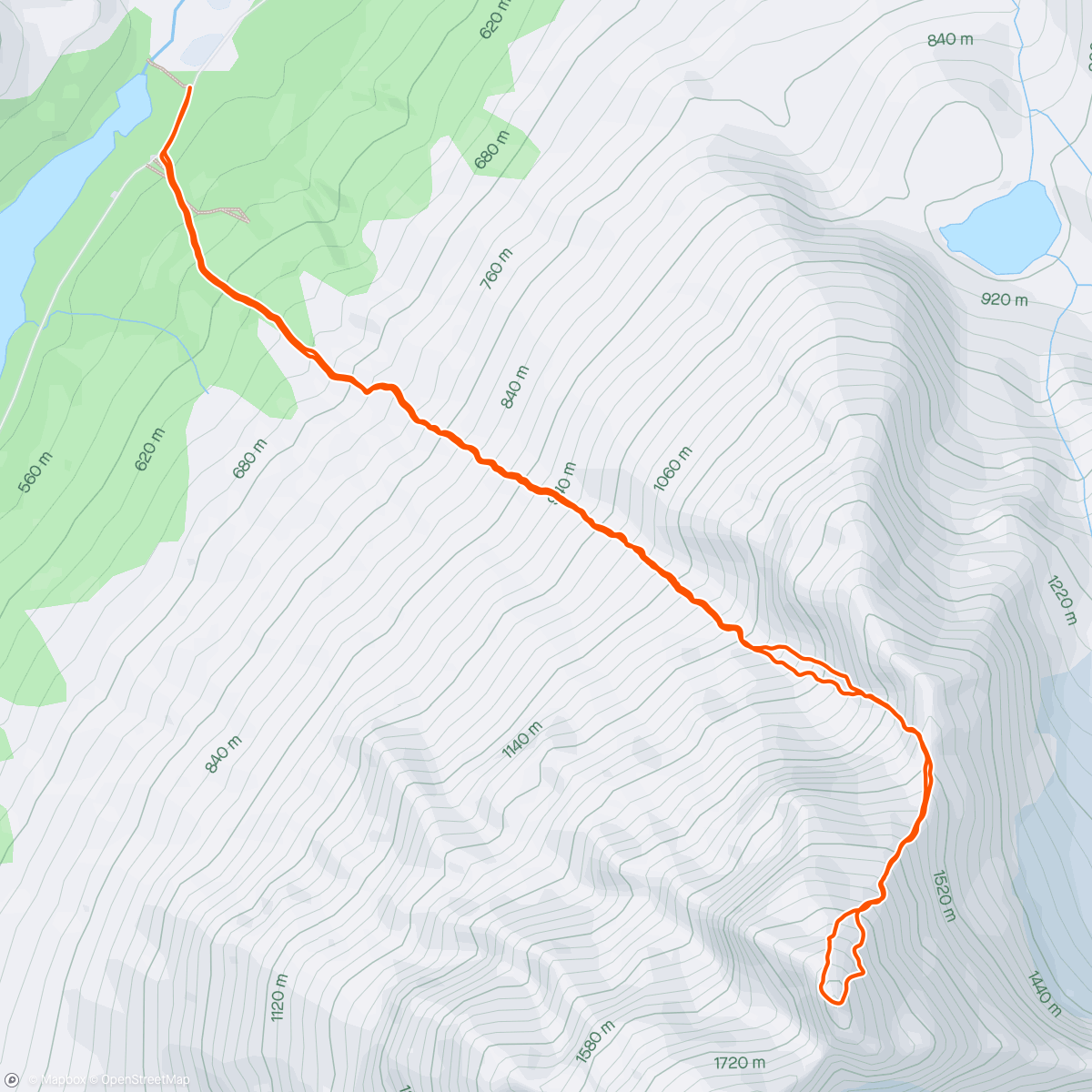 Map of the activity, Venjetind evening