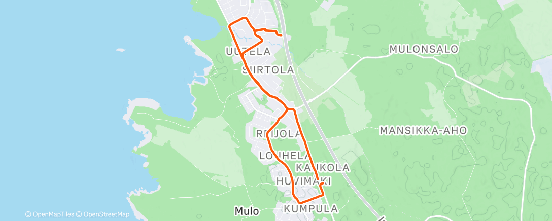 Map of the activity, Afternoon Run