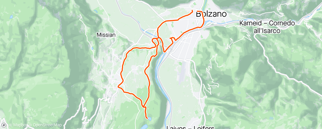 Map of the activity, Giro in bici