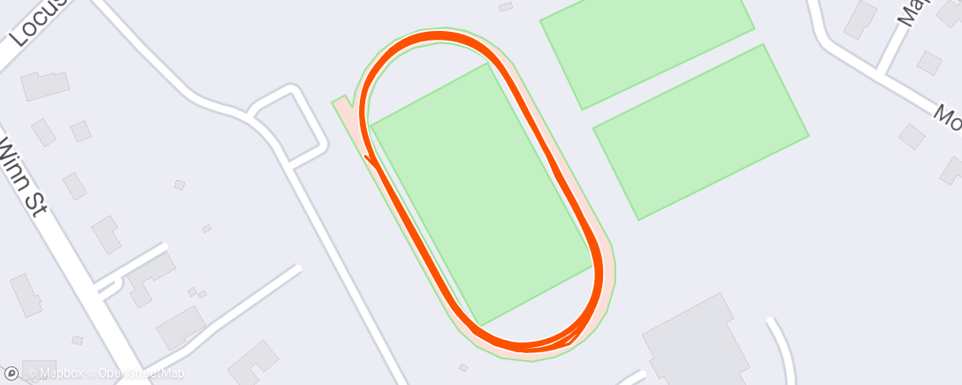 Map of the activity, 10x200m/200m jog