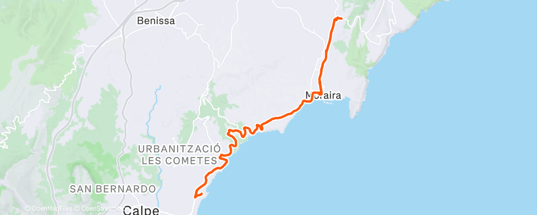 Map of the activity, TC Calpe D18