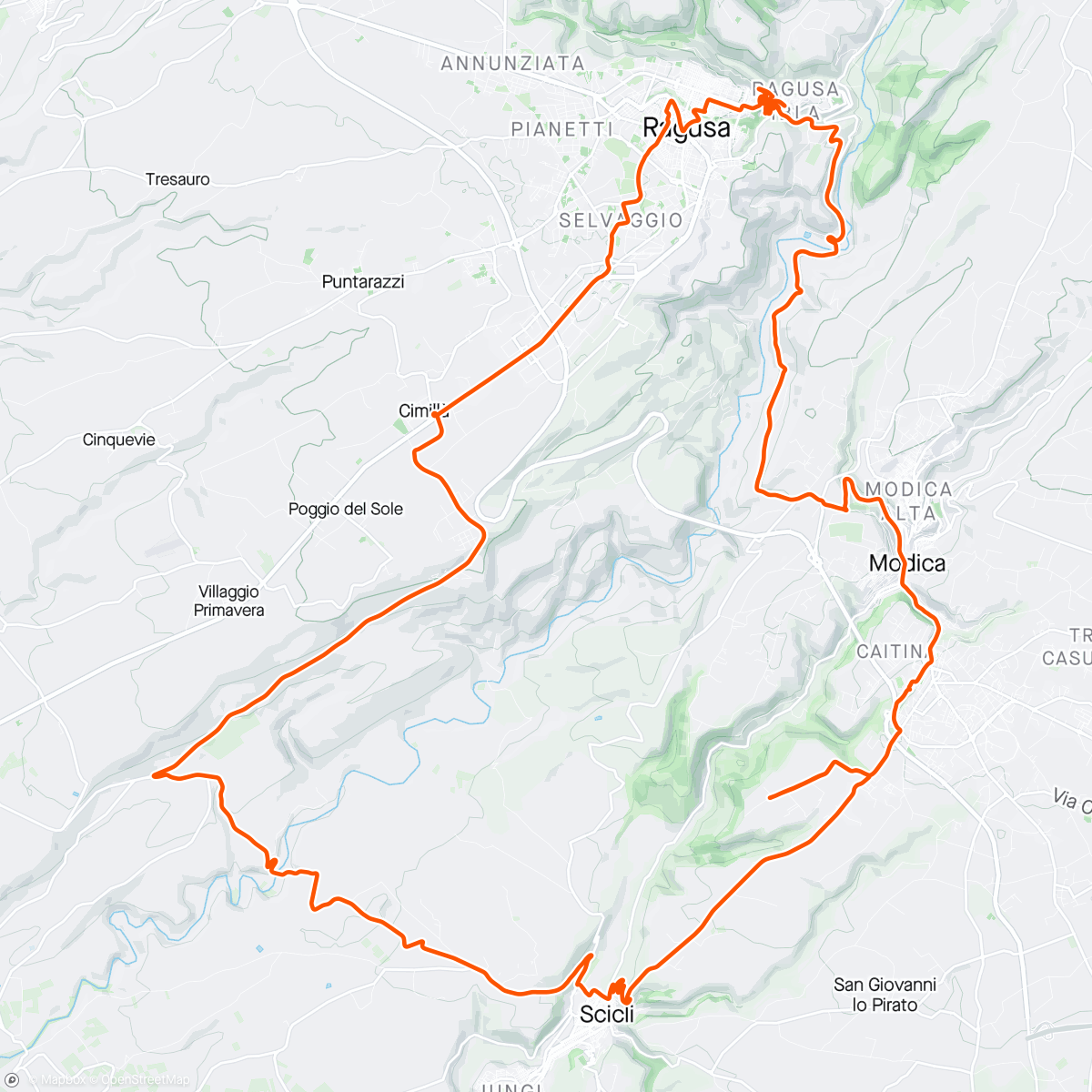 Karte der Aktivität „Modica - Ragusa - Scicli”