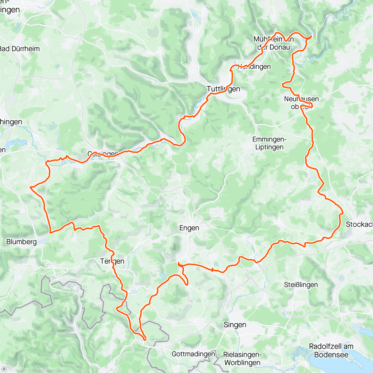 Map of the activity, Radfahrt am Mittag