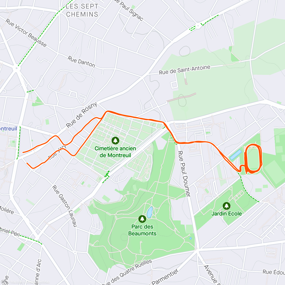 Map of the activity, 6x200 / 3x400 (38"/1'20")