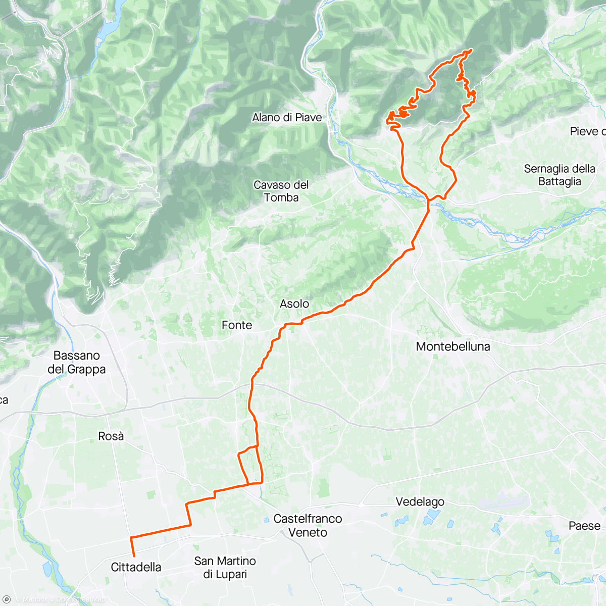 Map of the activity, Combai Madean Valdobbiadene
