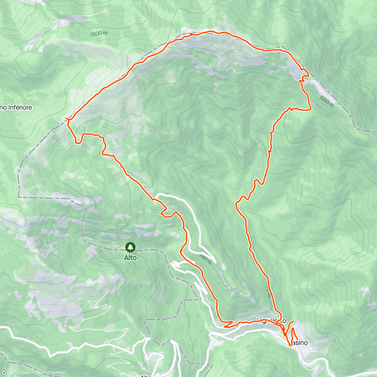 Map of the activity, Monte Galero