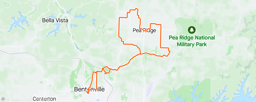 Map of the activity, Another Pea Ridge Gravel Ride