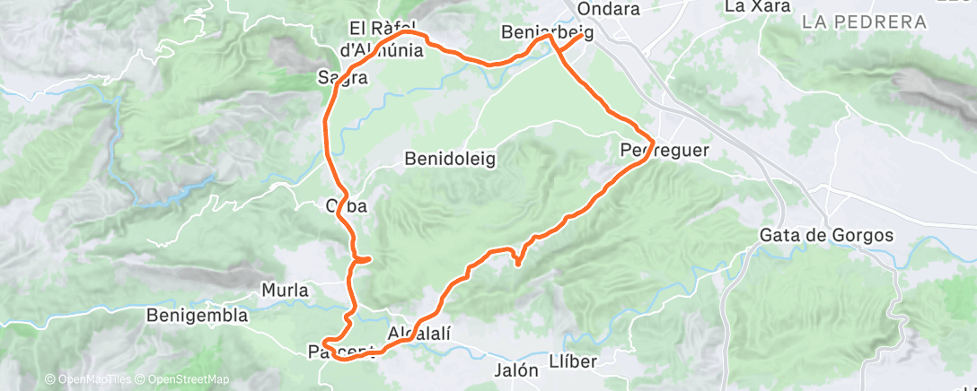Map of the activity, Cycling