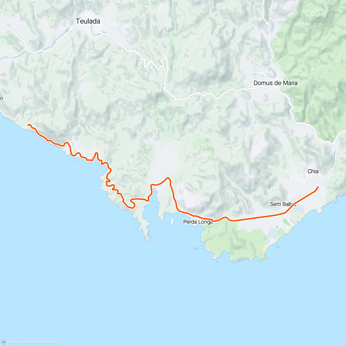 Map of the activity, ROUVY - Teulada to Chia | Sardegna | Italy