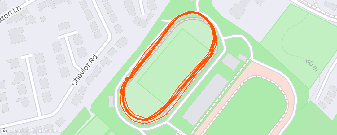 Map of the activity, Jarrow and Hebburn Track session, knee held up, 4 x 200 4 x 400 4 x 200