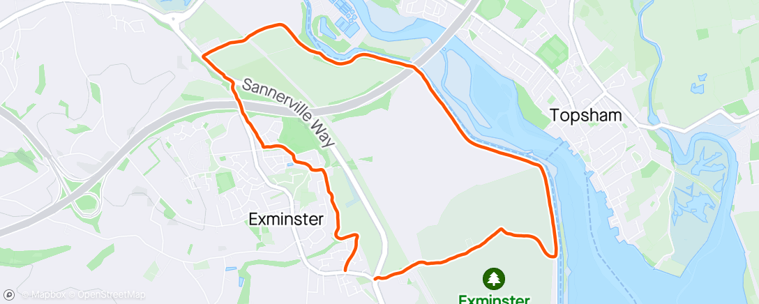 Map of the activity, Exminster Running