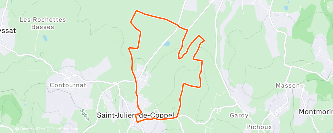 Map of the activity, Course à pied dans l'après-midi