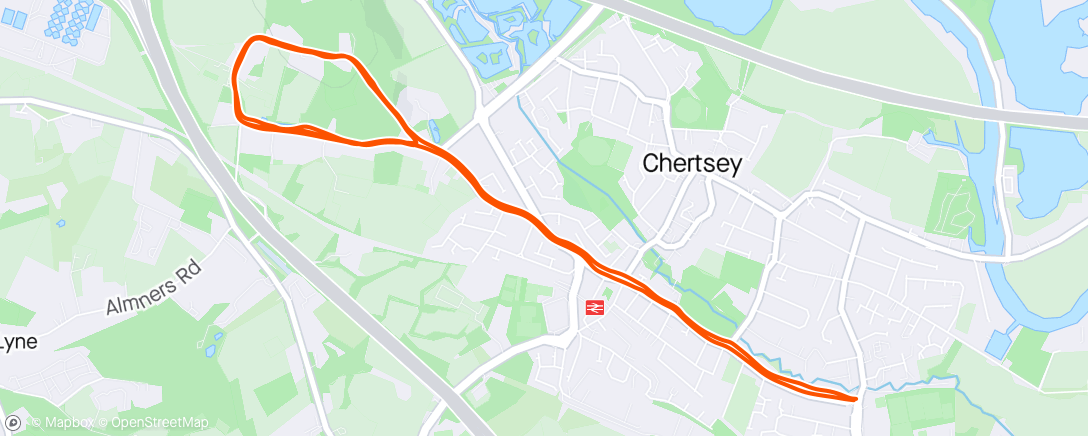 Map of the activity, 3 × hilly loop recovery jog