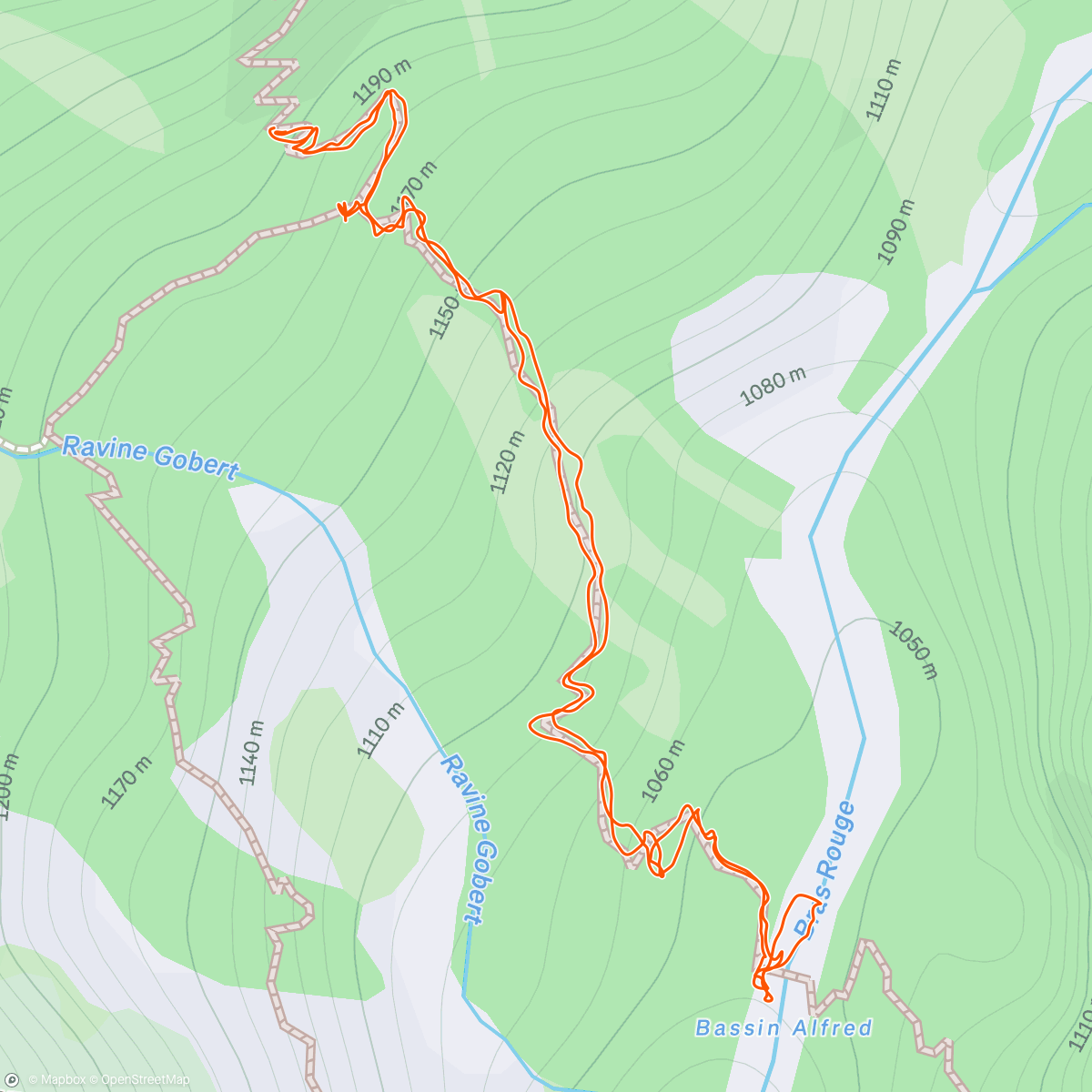 Map of the activity, Bassin Alfred waterfall fam hike - Reunion Island