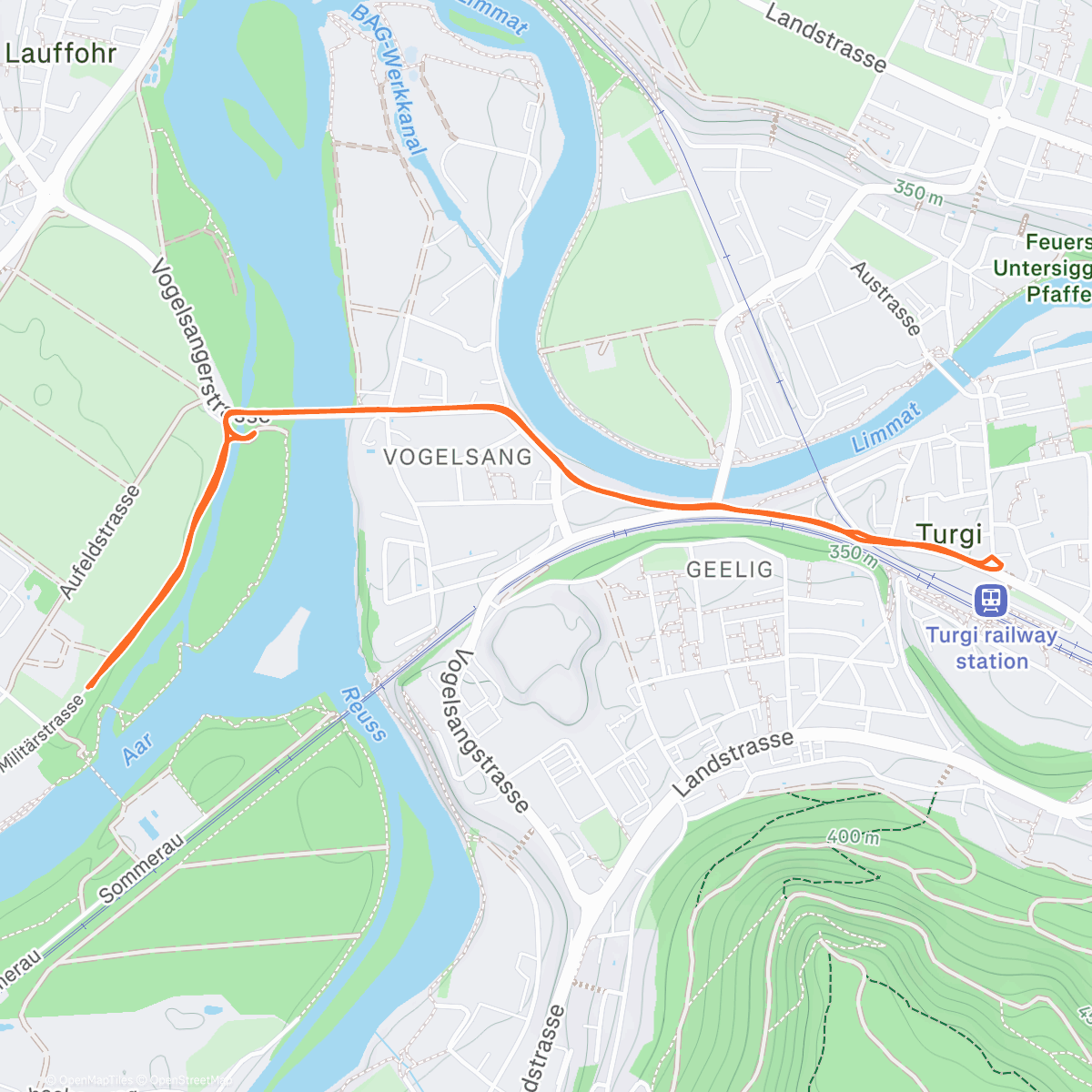 Map of the activity, Lauf am Nachmittag