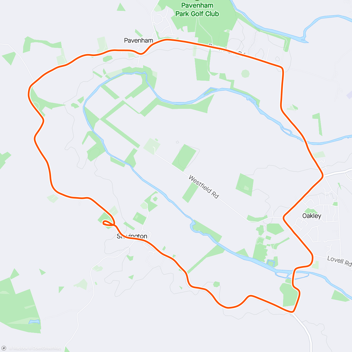 Carte de l'activité Stevington 12km run 🌧️