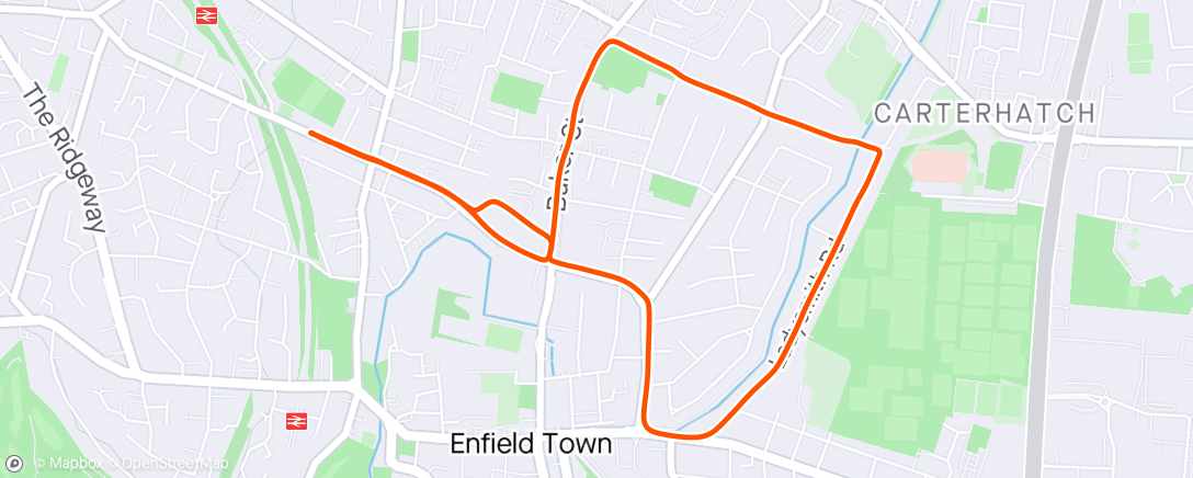 Map of the activity, Recovery Run with Enfield Chasers