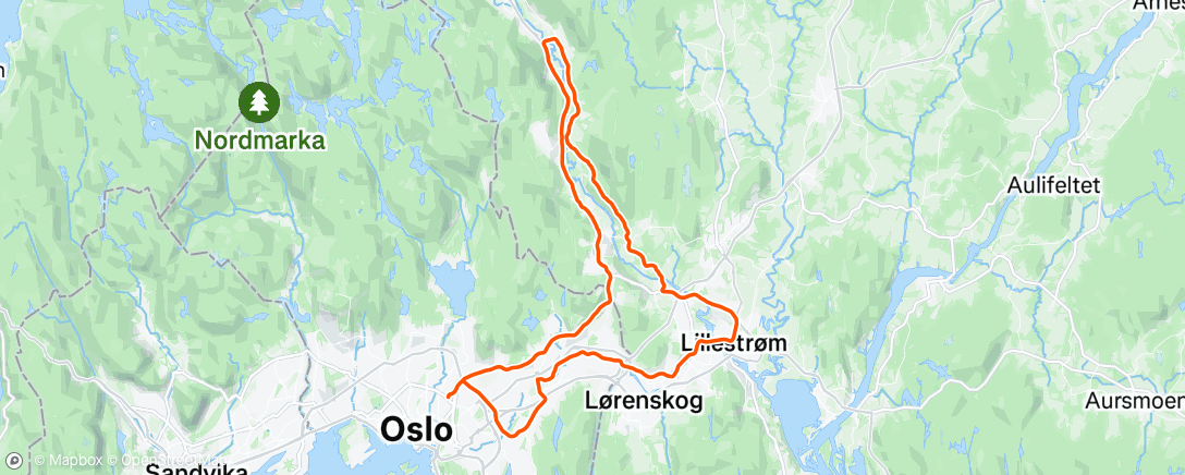 Map of the activity, Hakadal - Nittedal - Kjeller - Haugenstua - Tveita - Ulven - hjem