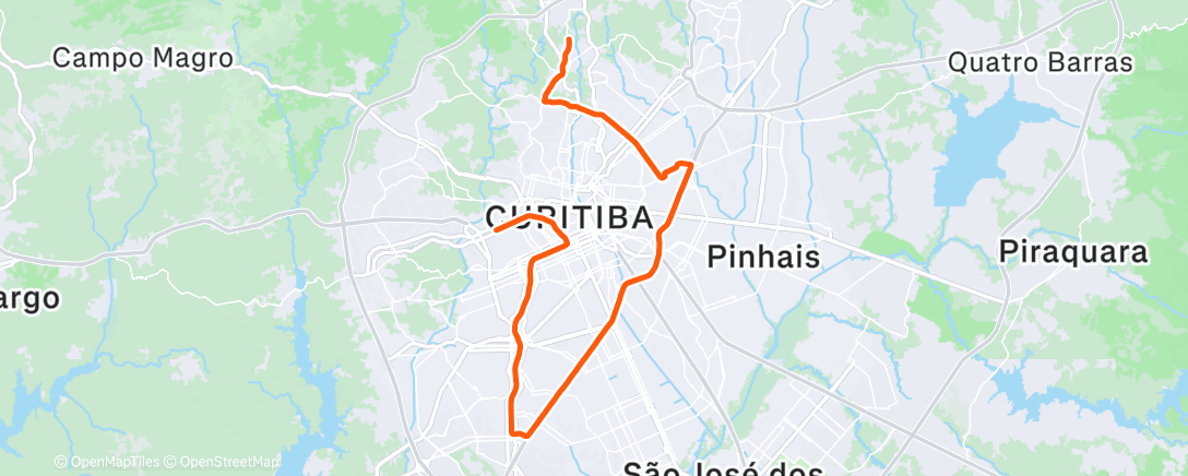 Map of the activity, Pedalada de mountain bike ao entardecer