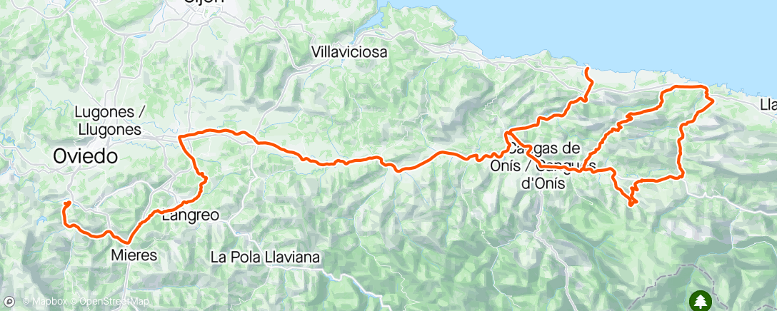 Mapa de la actividad, 2/3 vuelta Asturias