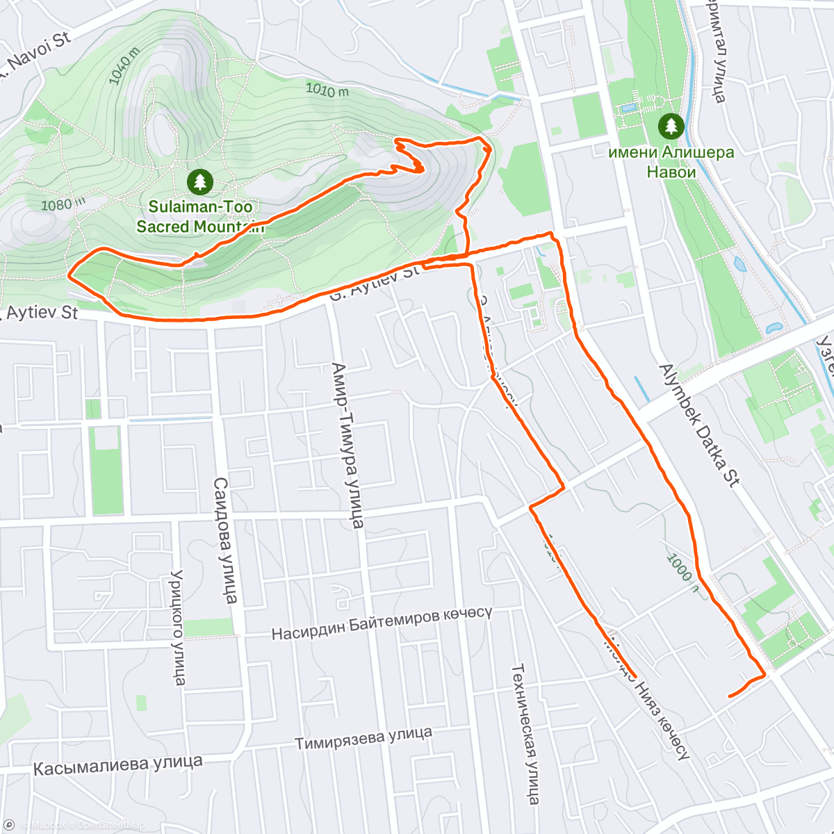 Map of the activity, Sulamain Too Mountain