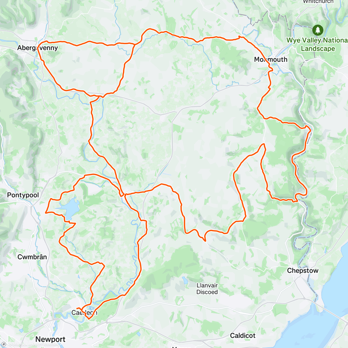 Map of the activity, Tour De Gwent - equal parts (50% pissing rain / 50% hurricane force head wind)