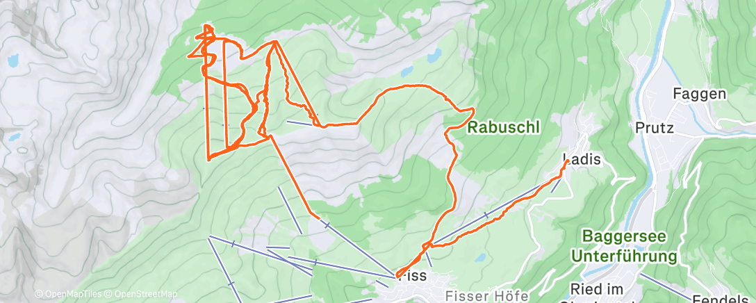 Map of the activity, Namiddagsessie alpineskiën